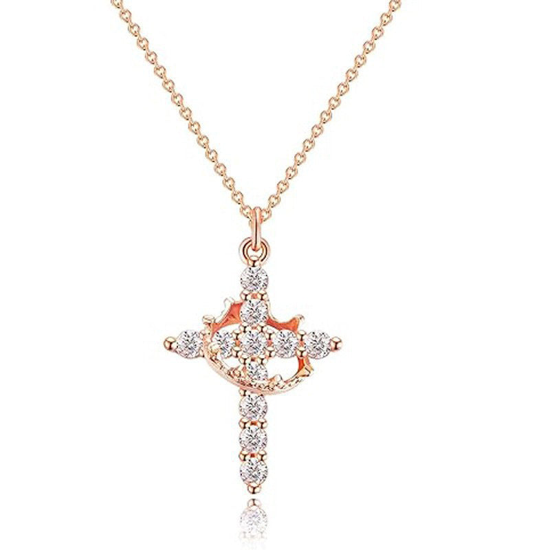 "Faith Over Everything — Gold Cross & Crown Necklace, A Meaningful Christian Gift For Her"