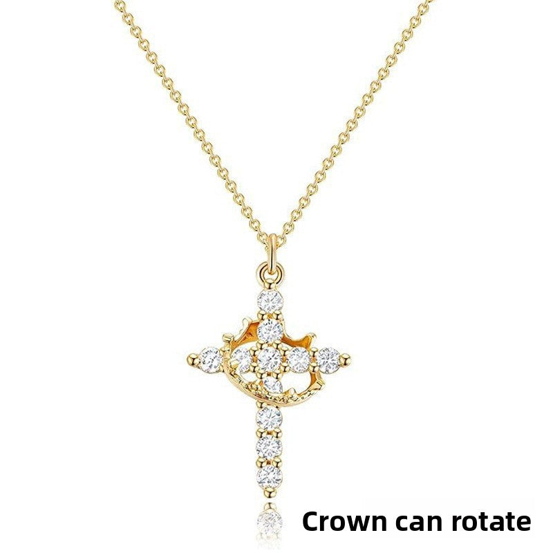 "Faith Over Everything — Gold Cross & Crown Necklace, A Meaningful Christian Gift For Her"