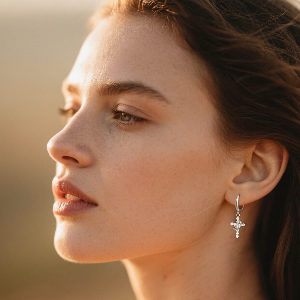 Faith Over Everything — Gold Cross & Crown Drop Earrings (A Meaningful Christian Gift)