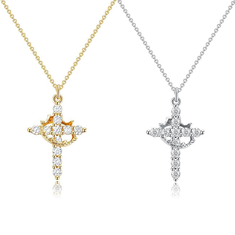 "Faith Over Everything — Gold Cross & Crown Necklace, A Meaningful Christian Gift For Her"