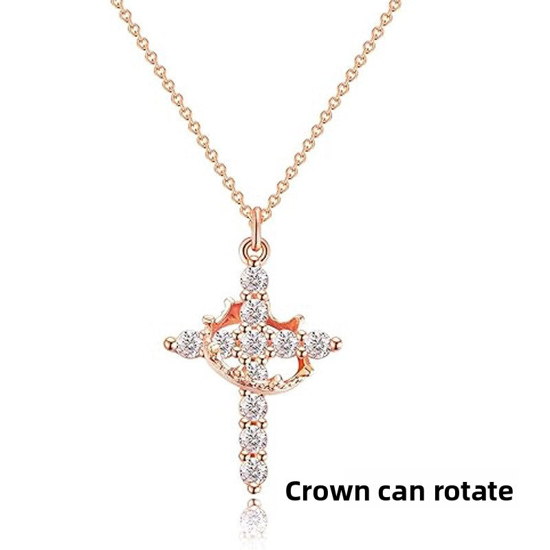 "Faith Over Everything — Gold Cross & Crown Necklace, A Meaningful Christian Gift For Her"